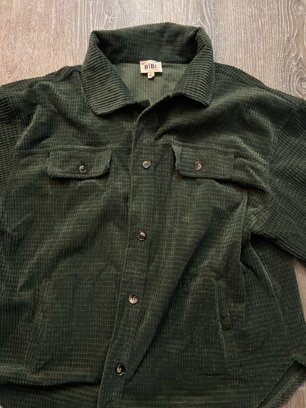 BiBi Dark Green Corduroy Button-Front Jacket